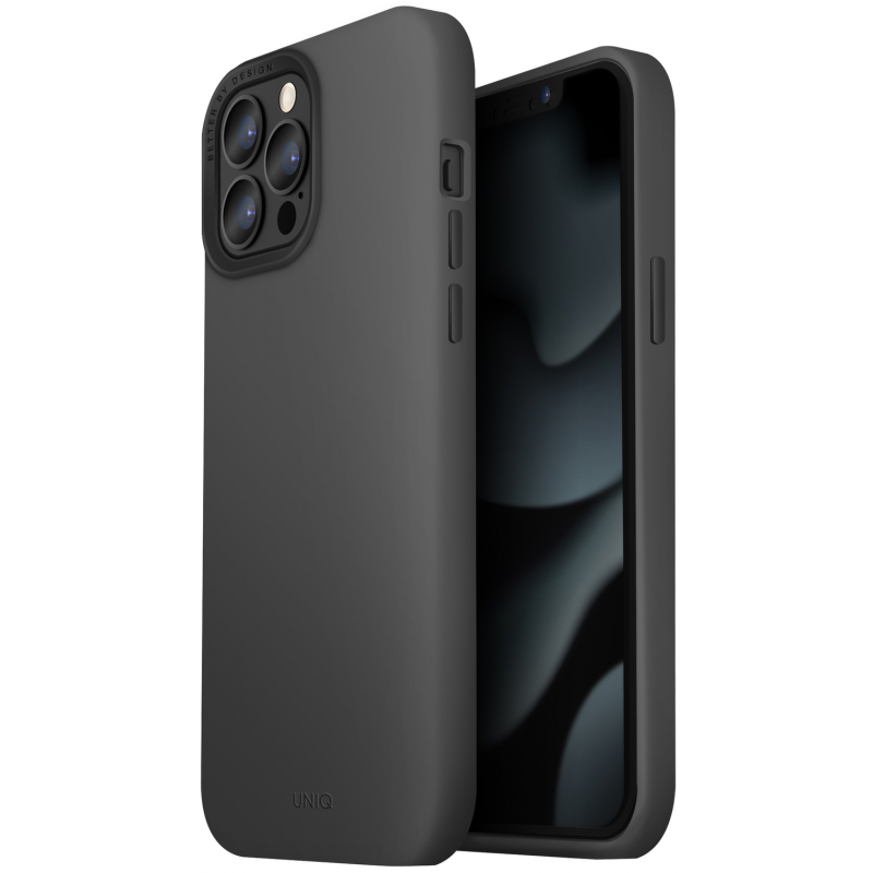 Чехол iPhone 13 Pro Uniq Lino Hue Silicone Grey Grey Gray (Серый)