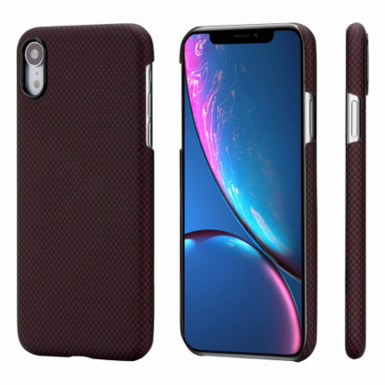 Чехол iPhone XR Pitaka MagEZ Case Черно-Красный (шахматное плетение)/Кевлар (арамид)
