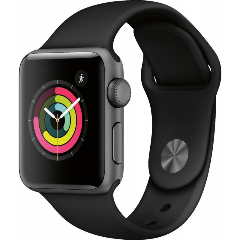 Apple Watch S3 42mm Space Gray Aluminum with Black Sport Band