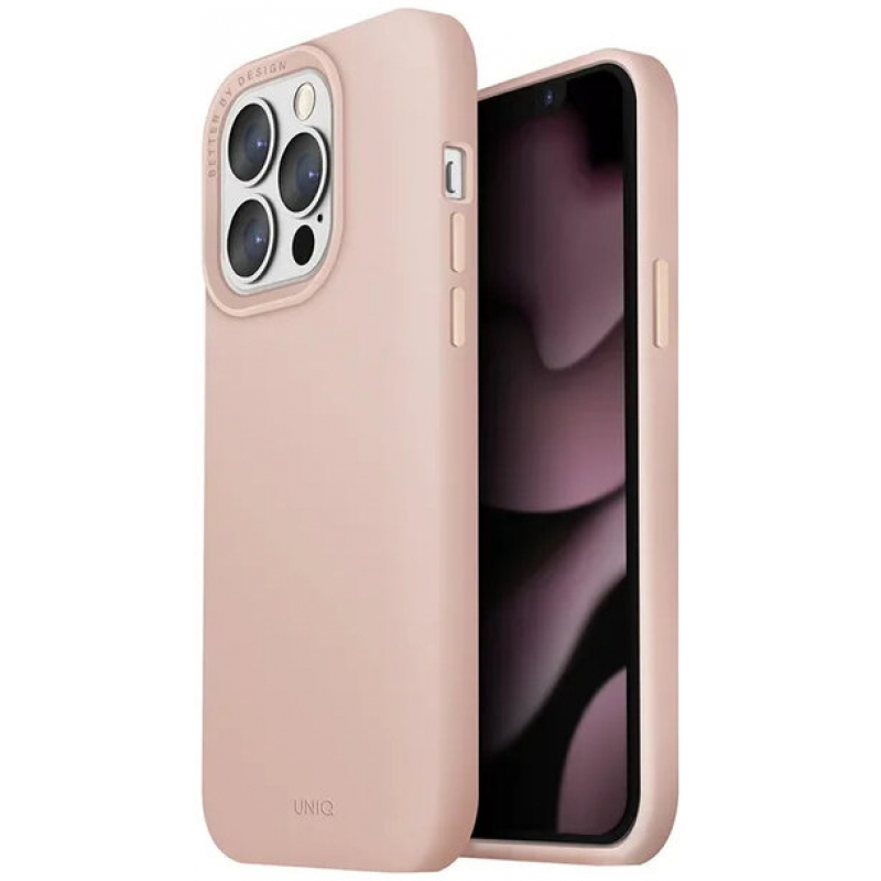 Чехол iPhone 13 Pro Uniq Lino Hue Silicone Pink Pink (Розовый)