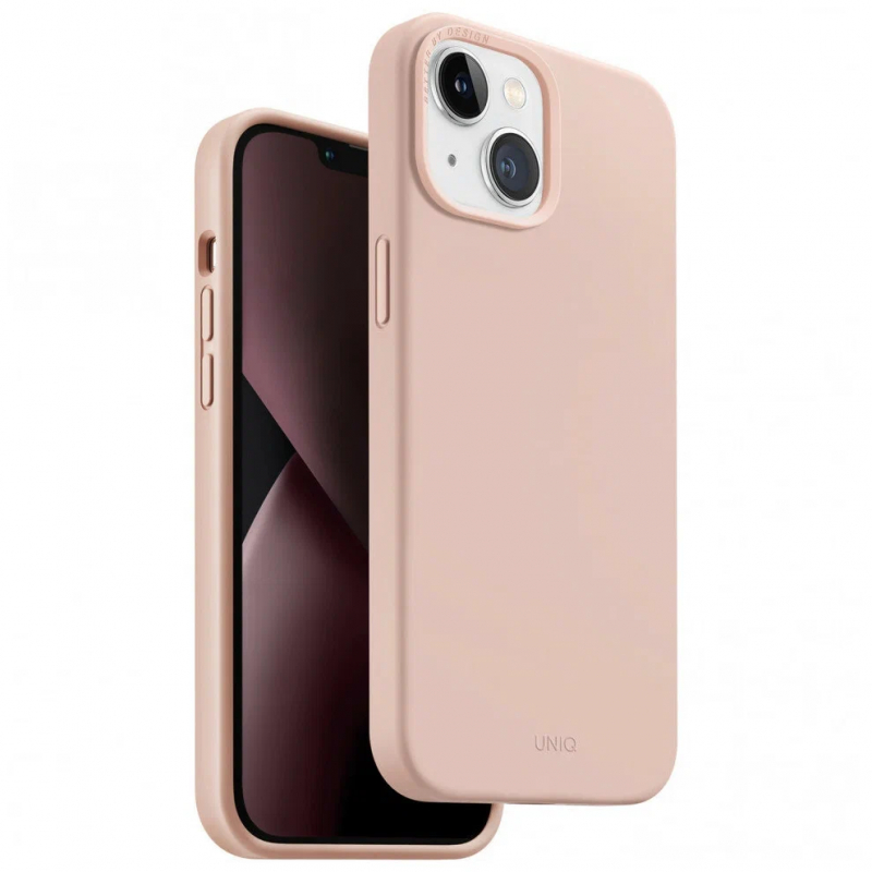 Чехол iPhone 13 Uniq Lino Hue Silicone Pink Pink (Розовый)