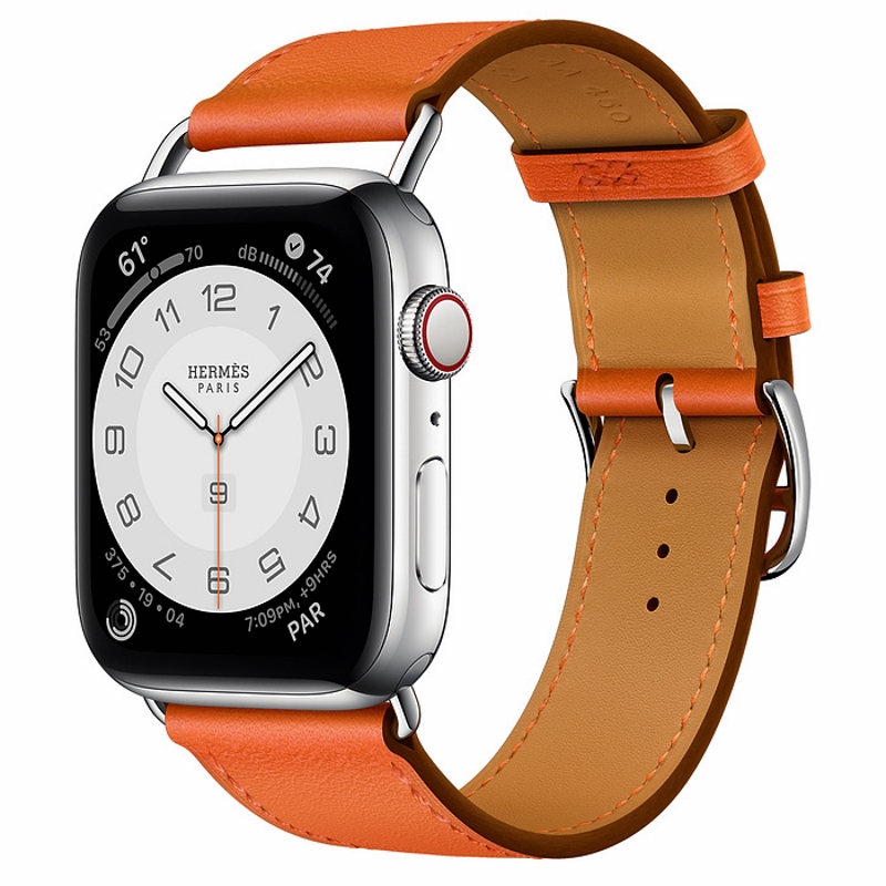 Apple Watch Hermès S6 44mm (Cellular) Silver Stainless Steel Case / Orange Attelage Single Tour