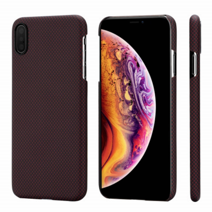 Чехол iPhone XS Max Pitaka MagEZ Case Черно-Красный (шахматное плетение)/Кевлар (арамид)