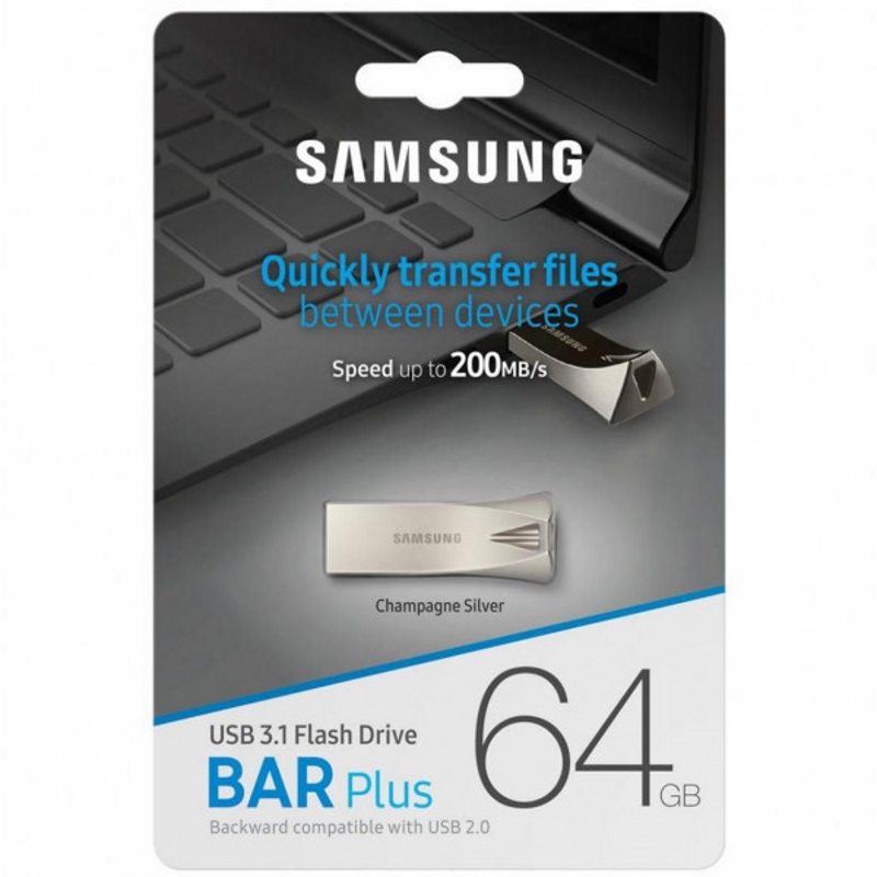 USB Накопитель Samsung Flash Drive Bar Plus 64GB Silver