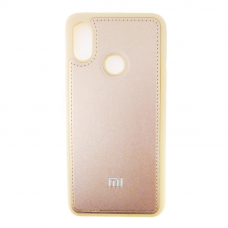 Чехол-накладка Xiaomi Mi 8 под кожу с логотипом Золотой