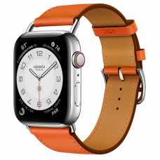 Apple Watch Herm?s S6 44mm (Cellular) Silver Stainless Steel Case / Orange Attelage Single Tour