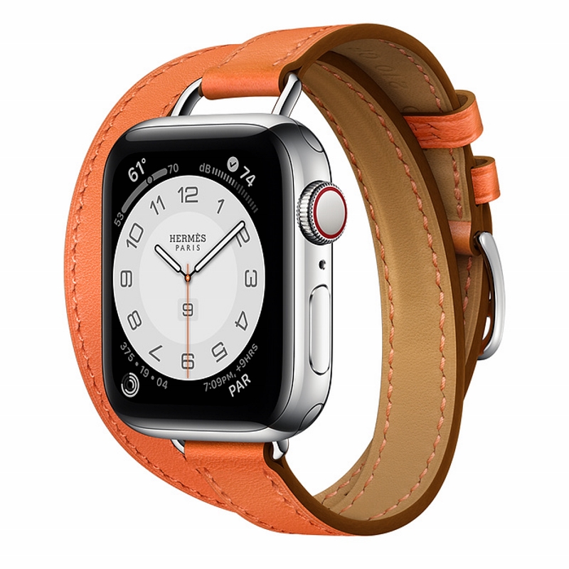 Apple Watch Hermès S6 40mm (Cellular) Silver Stainless Steel Case / Orange Attelage Double Tour
