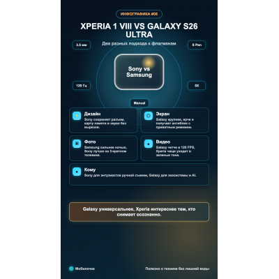 Сравнение флагманов: Xperia 1 VIII против Galaxy S26 Ultra 