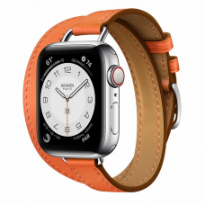 Apple Watch Herm?s S6 40mm (Cellular) Silver Stainless Steel Case / Orange Attelage Double Tour