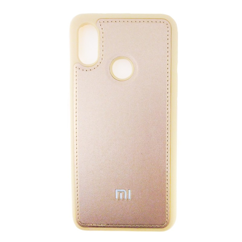 Чехол Xiaomi Mi 8 под кожу с логотипом Золотой Gold (Золотой)