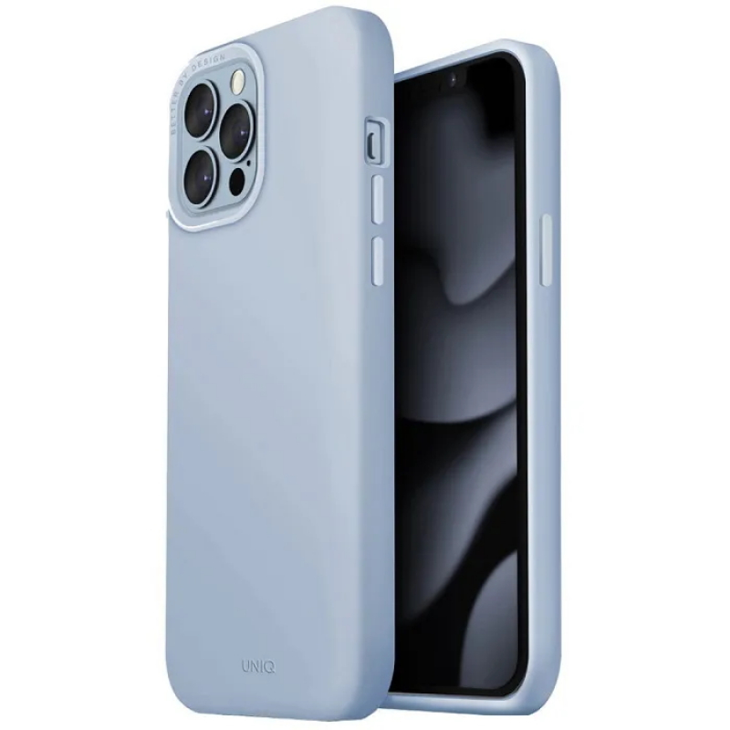 Чехол iPhone 13 Pro Uniq Lino Hue Silicone Arctic Blue Blue (Голубой)