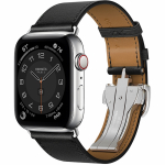 Apple Watch Herm?s S6 44mm (Cellular) Silver Stainless Steel Case / Noir Single Tour Deployment Buckle