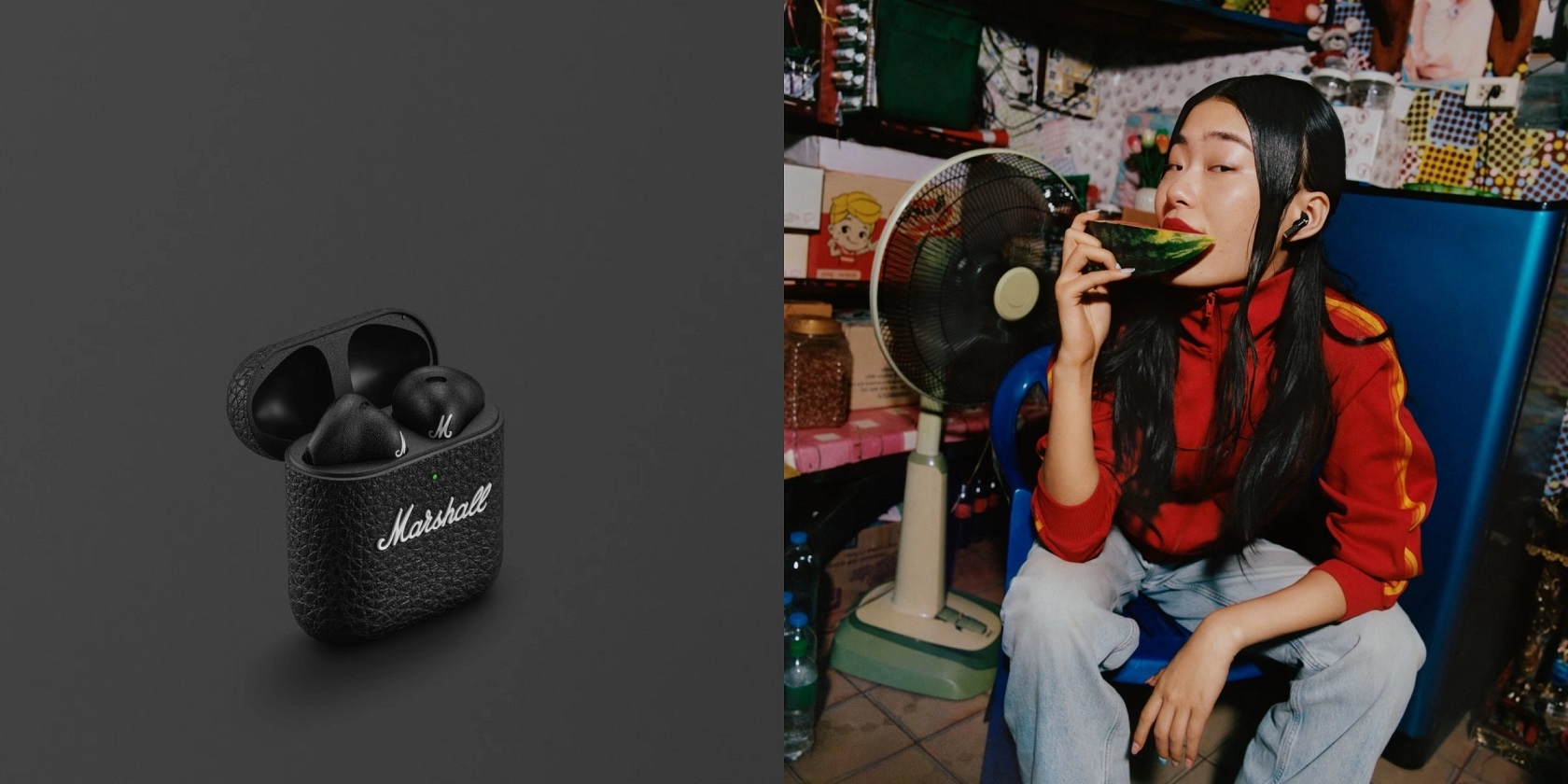 Marshall Minor 4 - кейс и наушники крупным планом