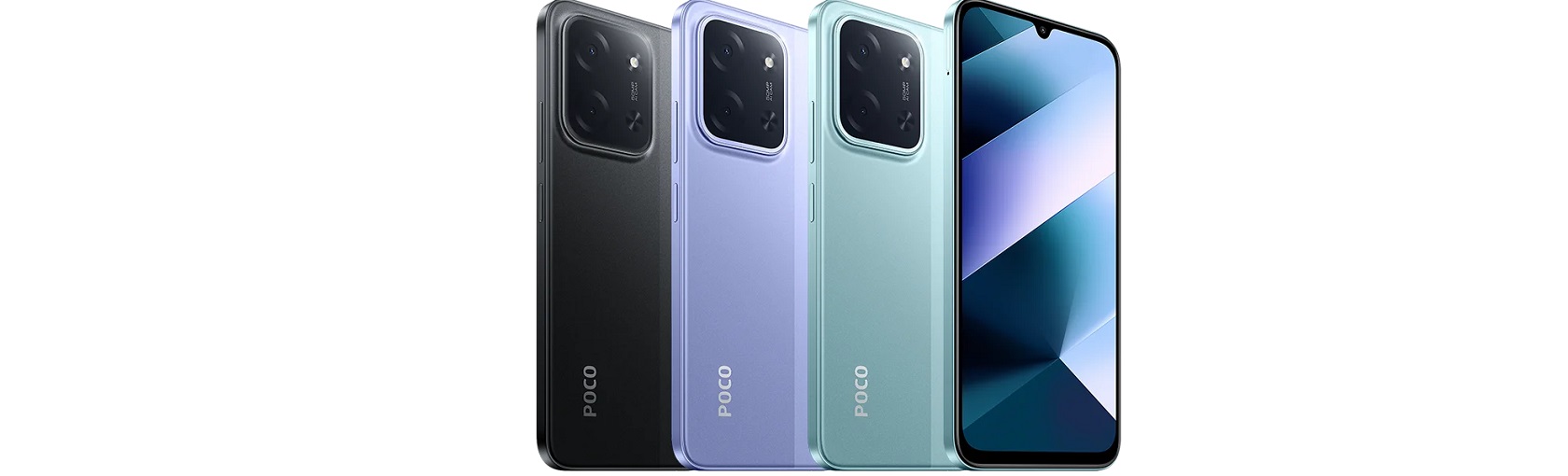 Xiaomi Poco C85 — передняя панель смартфона Xiaomi Poco C85 черный вид спереди