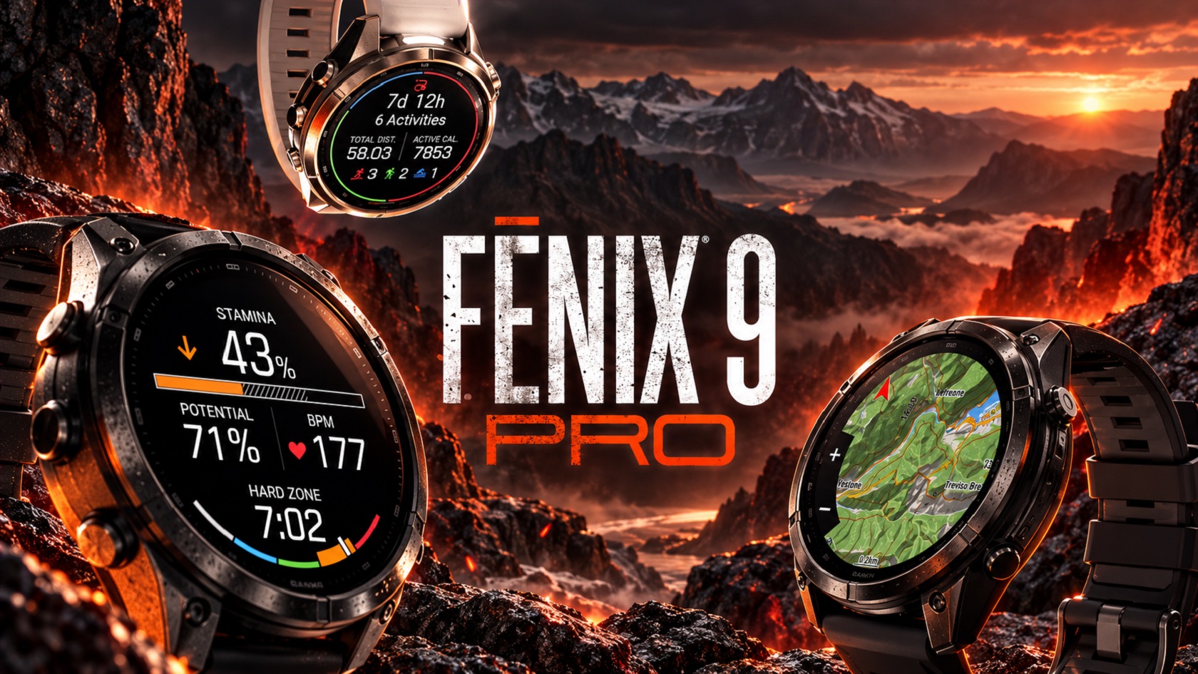 Garmin fēnix 9 Pro — вид спереди