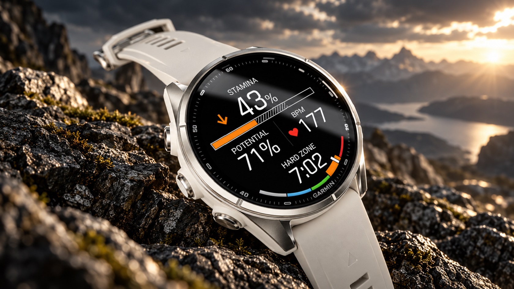 Garmin fēnix 9 43mm — вид спереди