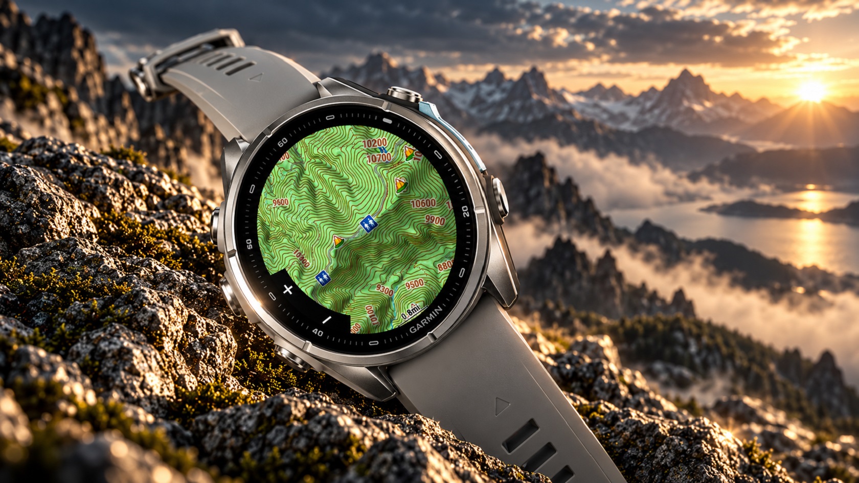 Garmin fēnix 9 43mm — корпус, титановый безель и ремешок