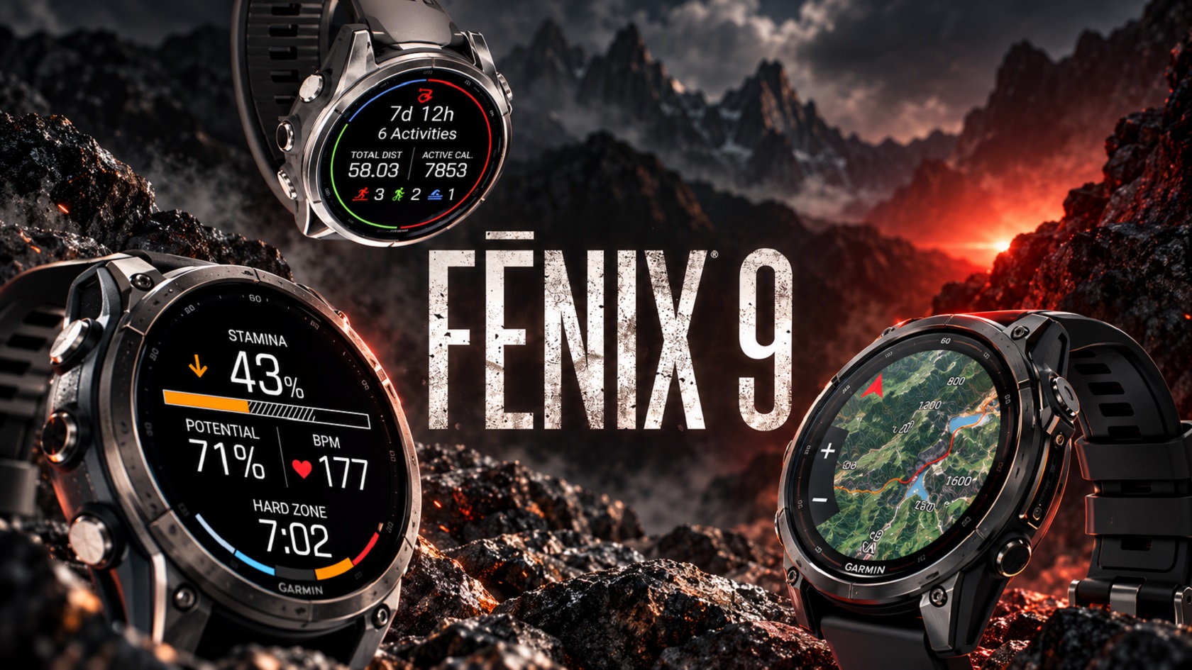Garmin Fenix 9 — вид спереди