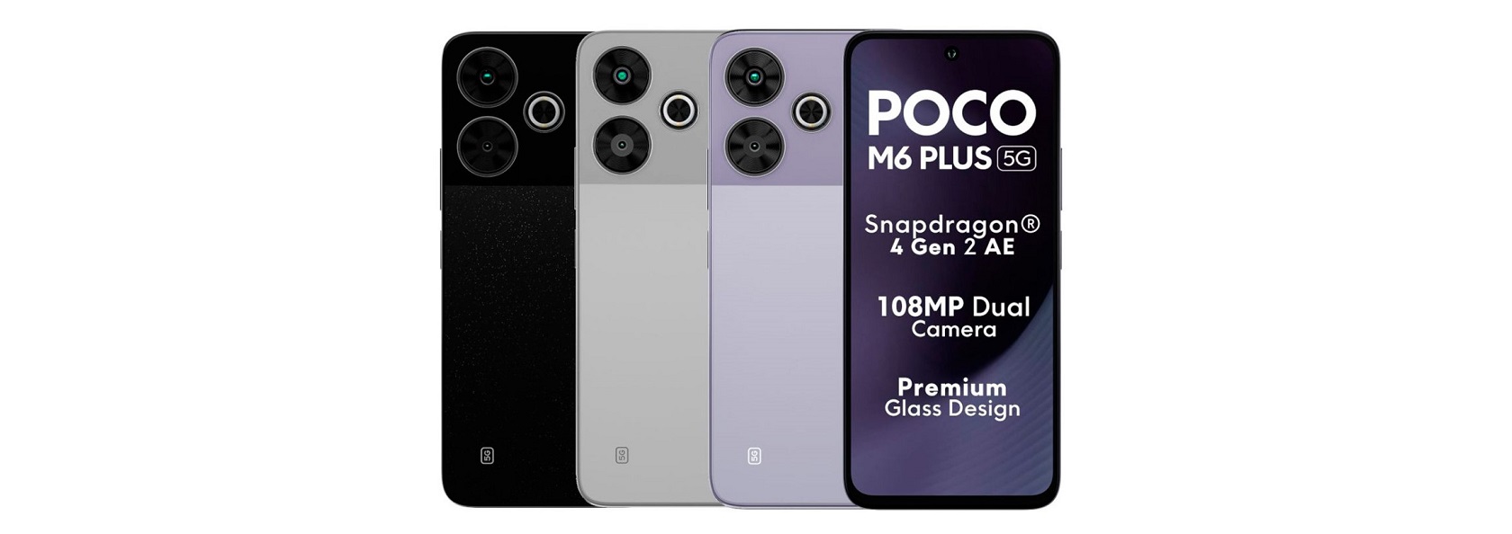 Xiaomi Poco M6 Plus черный вид спереди Xiaomi Poco M6 Plus черный вид спереди